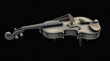 Surreal Violin with Warped Strings Illustration