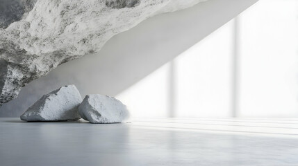 Modern Minimalist Interior with Stone and Light