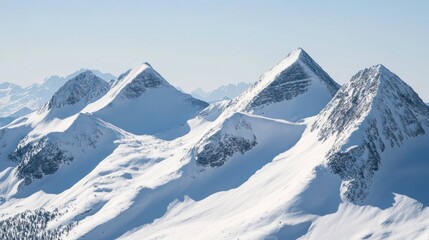 Majestic Winter Panorama: Snow-Capped Peaks and Alpine Serenity