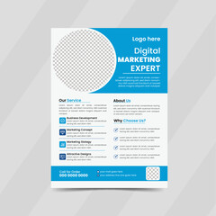 Corporate business flyer template design set with blue, orange, red and yellow color. marketing, business proposal, promotion, advertise, publication, cover page. new digital marketing flyer set.