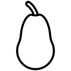 Pear Icon, Black And White Outline Icon Symbol