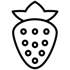 Strawberry Icon, Black And White Outline Icon Symbol