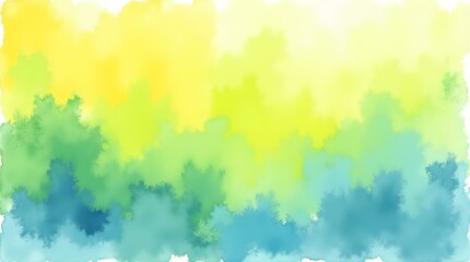 An abstract background with blended watercolor-like strokes of yellow, light green, green, teal, and light blue on a white background