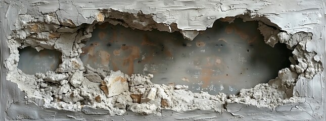 6 Encounter the unexpected sight of a hole in a plaster wall prompting thoughts of repair and restoration as the viewer contemplates its impact on the surrounding space