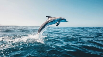 Fototapeta premium Dolphin Leaping Gracefully in Ocean