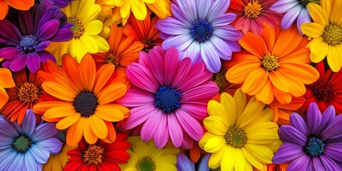 Fototapeta premium Vibrant and stunning color flowers create a beautiful display, showcasing the beauty of nature s color flowers in a captivating arrangement that enchants all who see them.