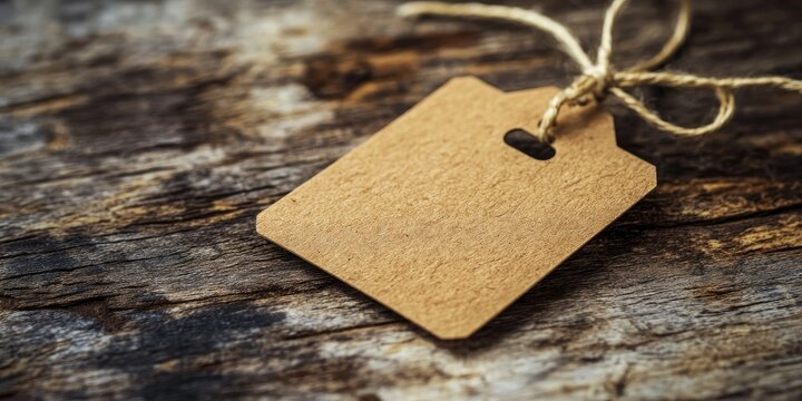 Blank tag secured with string, perfect for labeling gifts or personalizing items. This versatile blank tag tied with string is ideal for various creative projects or storage solutions.