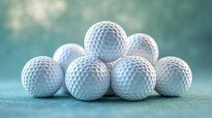Golf Balls Stacked on Green Surface