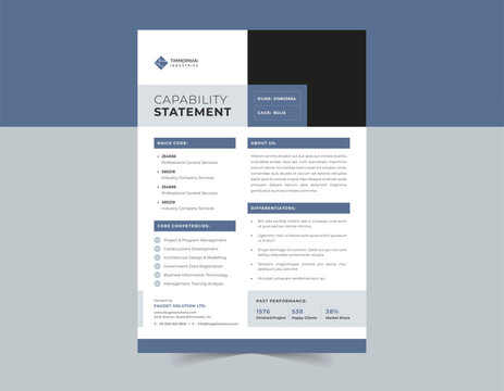 Minimal Capability Statement Template With 2-Page design.
