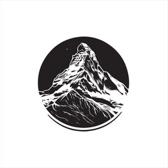 black and white mountains, illustration, vector, nature, mountain, object, pattern, 