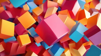 Vibrant 3D Colorful Cubes Abstract Background