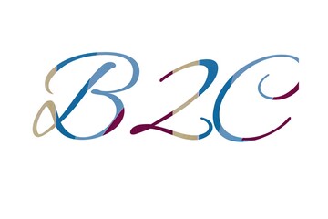 the word b2c on colorful cartoon paper