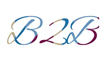 the word b2b on colorful cartoon paper