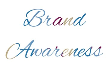 the word brand awareness on colorful cartoon paper