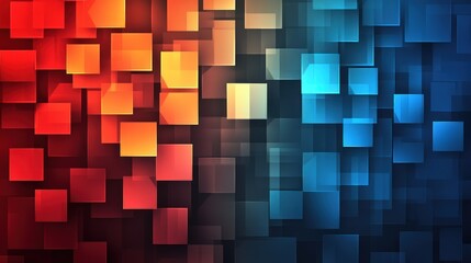 Abstract Red and Blue Square Mosaic Digital Art