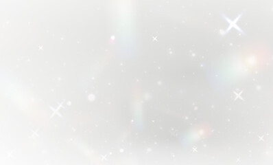Rainbow light and white dust in Png format. The crystal shimmers with a rainbow effect. Png Background with bokeh light effect. PNG Gorgeous Christmas glowing background made of dust and confetti.	