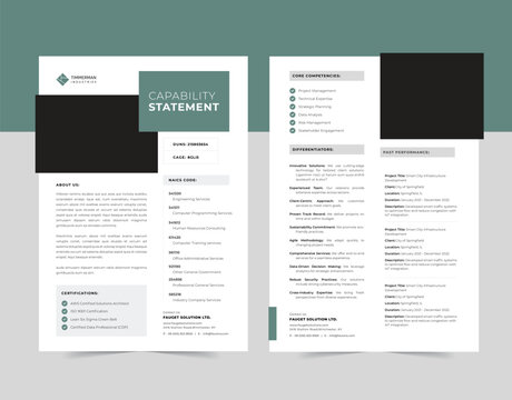 Minimal Capability Statement Template With 2-Page design.