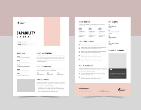 Minimal Capability Statement Template With 2-Page design.