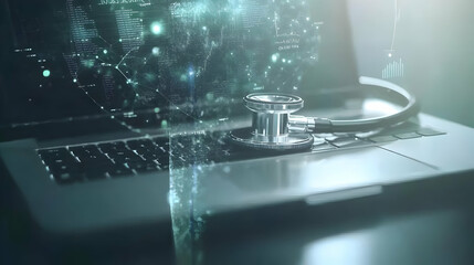 Naklejka premium Digital Health Stethoscope Illustration