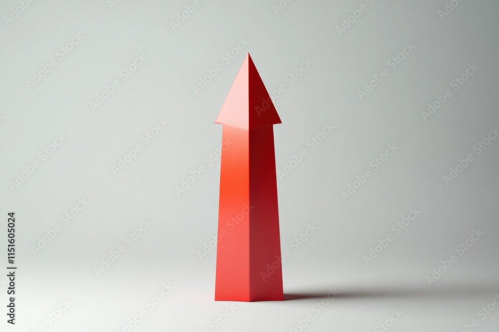 Poster a red arrow points upward on a gray background