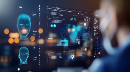 An AI-powered health application analyzing medical data for a remote consultation in a futuristic interface