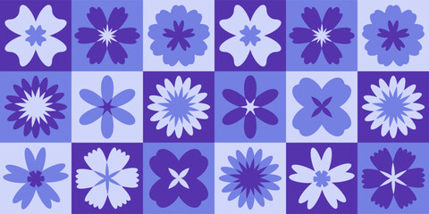 Geometric floral pattern. Flowers seamless background.