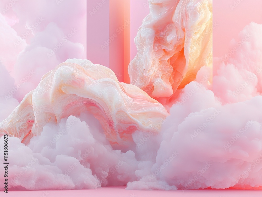 Poster dynamic cloud formation abstract space high-resolution textures digital art vibrant environment aest