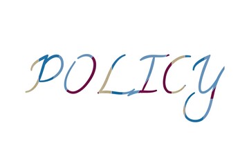 the word policy on colorful cartoon paper