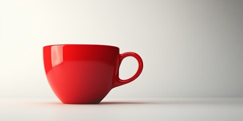 A vibrant red coffee cup is set against a clean white background, creating a striking visual contrast that highlights the bold color and elegant design of the red coffee cup.