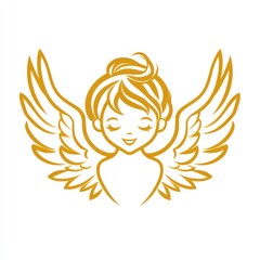 Fototapeta premium Golden cherubic angel with wings.
