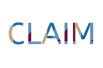 the word claim on colorful cardboard