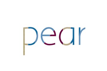 the word pear on colorful cardboard