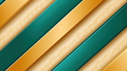 Abstract Diagonal Stripes Gold Teal Beige Design