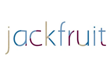 the word jackfruit on colorful cardboard