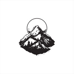 Fototapeta premium black and white mountains, illustration, vector, nature, mountain, object, pattern, 