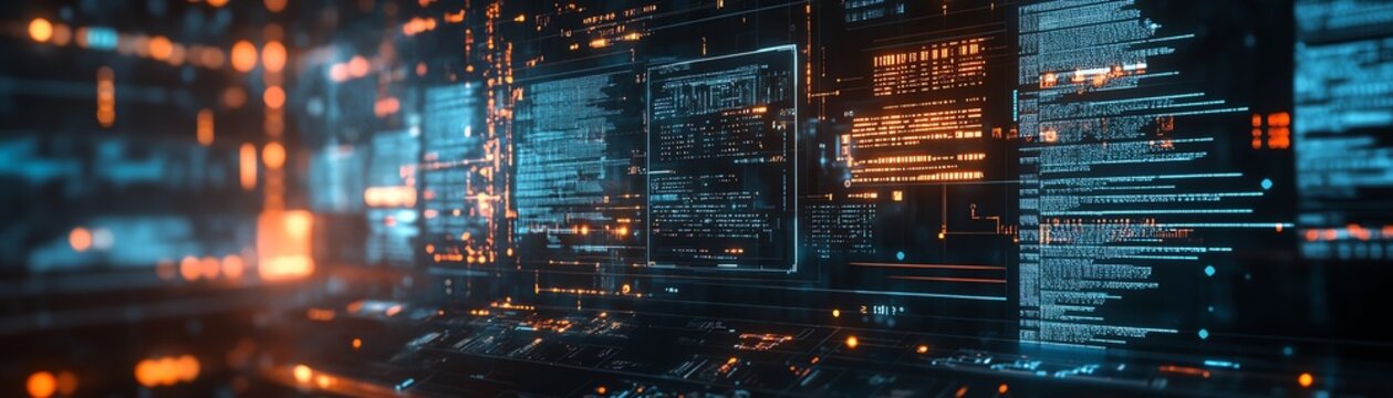 A professional data analyst immersed in analyzing complex datasets on multiple highresolution screens in a modern, hightech lab environment