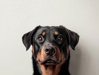 Fototapeta premium Charming Rottweiler Portrait Featuring a Beautiful Dog Against a Crisp White Background