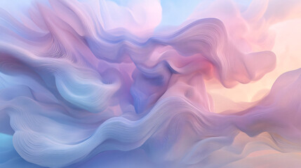 Abstract representation of swirling clouds in soft pastel colors, creating dreamy and ethereal atmosphere. flowing shapes evoke sense of tranquility and creativity