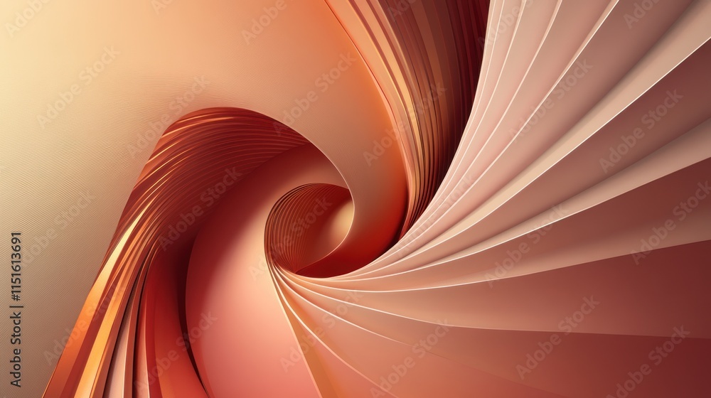 Fototapete abstract swirling orange and peach hues: a 3d render of a dynamic spiral
