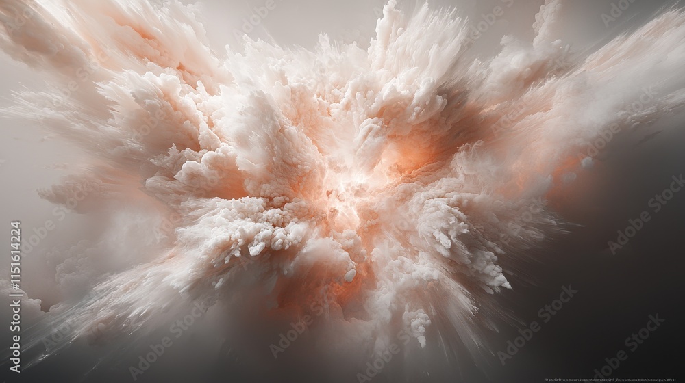 Poster dynamic explosion of glowing clouds abstract art high-resolution textures digital environment aerial