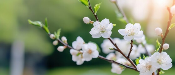 Fototapeta premium Delicate Cherry Blossom Flowers in Bloom Against a Soft Background