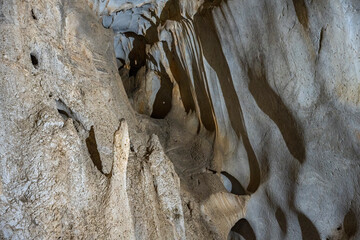 Interior of the large hall of old Karain cave, hidden in Mediterranean region. Confirms human...
