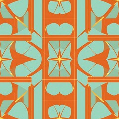 Geometric Teal and Orange Pattern 