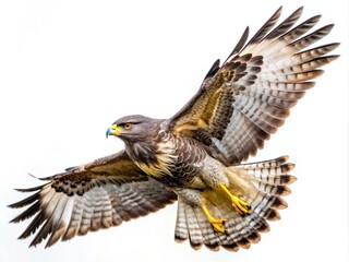 Obraz premium Common Buzzard In Flight Isolated On A White Background
