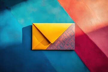 Dynamic abstract background features bright envelope with patterned accents and modern color contrast for creative designs