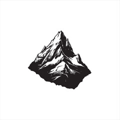 black and white mountains, illustration, vector, nature, mountain, object, pattern, 