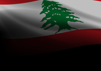 Lebanese flag flies majestically on a black background
