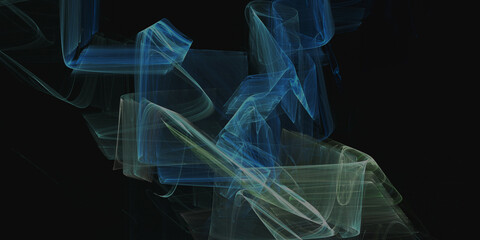 the black background with an abstract pattern resembles a spiral galaxy with twisting lights