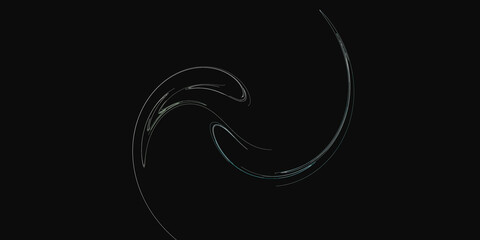 the black background with an abstract pattern resembles a spiral galaxy with twisting lights