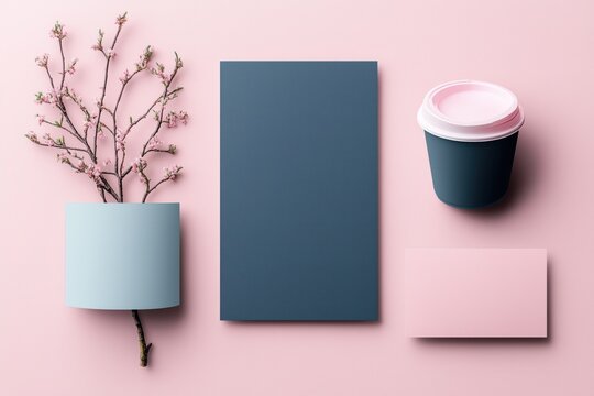 Fresh branding elements with mint, pink, and blue colors for modern calling cards and creative projects